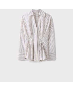 Stradivarius Geplooide Poplin Overhemd - Wit