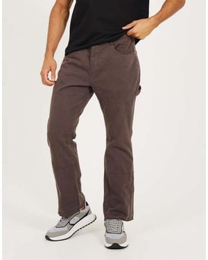 Brave Soul Cotton Twill Carpenter Trousers With Raw Hem - Black