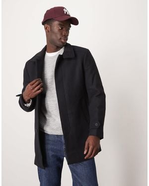 SELECTED Reuben Overcoat With Funnel Neck - Blue