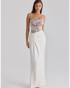House Of Cb Eliette Embellished Lace And Satin Maxi Dress - White