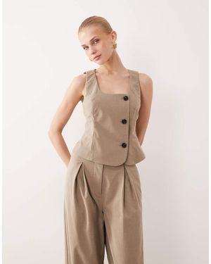 Aware Gilet Met Asymmetrische Knopen - Naturel