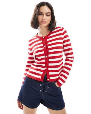 French Connection Recht Vest Met Knopen En Strepen - Rood