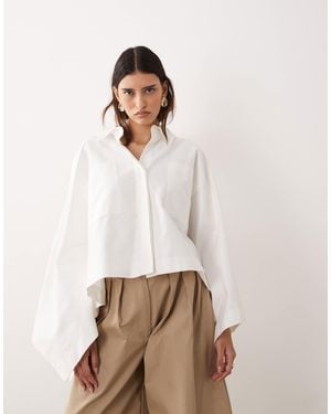 ARRANGE Oversized Cape Square Cut Cotton Shirt - Natural