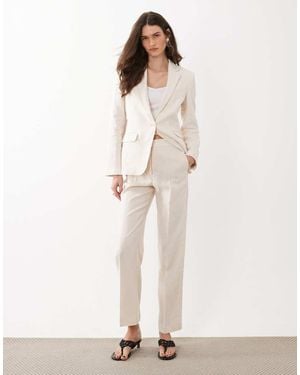 Mango Boreli 100% Linen Tailored Straight Trouser Co-ord - Natural