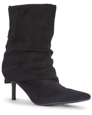 SEQWL Slouchy Mid Calf Boots Stiletto Heels With Pointed Toe - Black