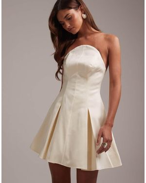 ASOS Bridal Crescent Neckline Bandeau Mini Dress - Natural