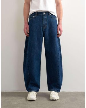 TOPMAN – barrel-leg-jeans aus festem denim - Blau