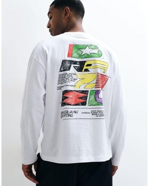 ASOS Oversized Long Sleeve T-shirt With Sport Graphic - Grey