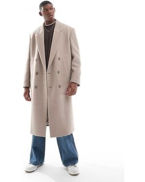 River Island Double Breasted Coat - Natural