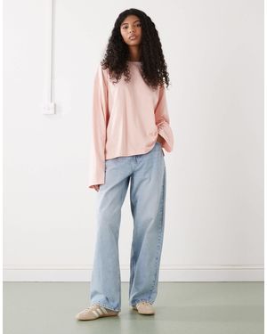 Monki Oversized Longsleeved T-shirt With Side Slits - Pink