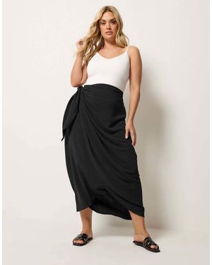 Yours Clothing Wrap Maxi Skirt - Black