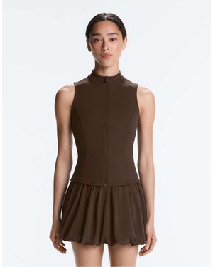 Oysho Sleeveless Zip T-shirt - Brown
