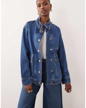 Barbour Nikki Denim Funnel Neck Casual Jacket - Blue
