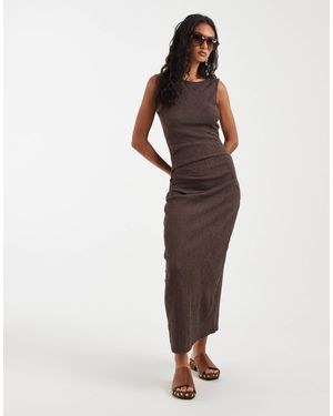 ONLY Robe longue à détails froncés - marron chocolat - Multicolore
