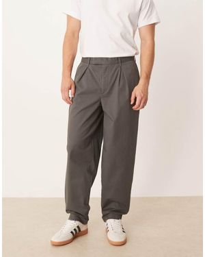 ASOS Oversized Tapered Fit Chino Trousers - Grey