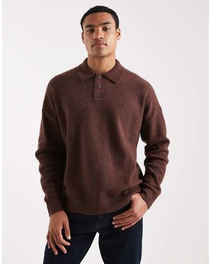 ASOS Oversized Brushed Knitted Polo - Brown
