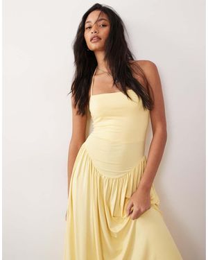 ASOS Drop Waist Halter Neck Sundress - Yellow