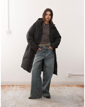 Noisy May – wattierter longline-puffermantel - Schwarz