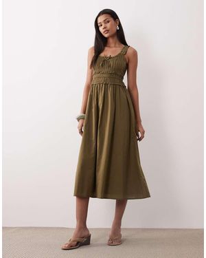 Nobody's Child Ariel Ruched Detail Midi Dress - Natural