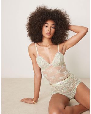 ASOS Thea Lace Rosebud Embroidery Cami And Boxer Set - Black