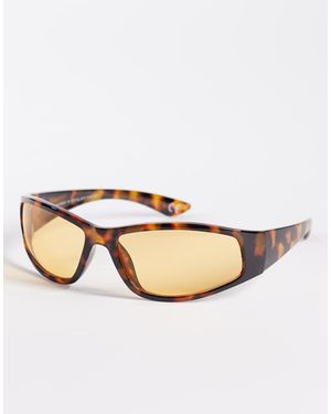 ASOS Occhiali Da Sole Avvolgenti Con Montatura Tartarugata E Lenti Ambrate - Neutro