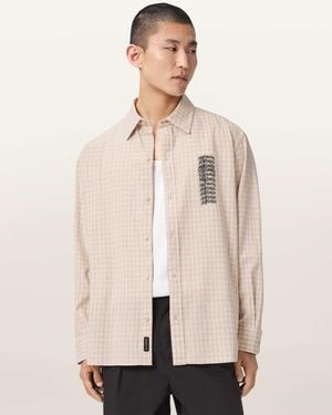 AllSaints – repeater – langärmliges hemd aus cord - Natur