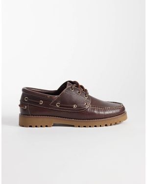 Jack & Jones Chaussures bateau en cuir - foncé - Marron