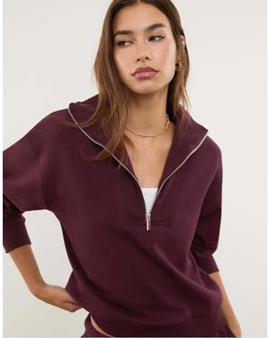 Stradivarius High-neck Zip-up Sweatshirt - Purple