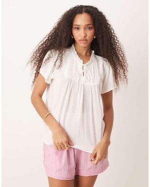 Jdy Broderie Tie Detail Blouse - White