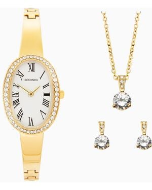 Sekonda Bellamy 23Mm Oval Analogue Gift Set - Metallic