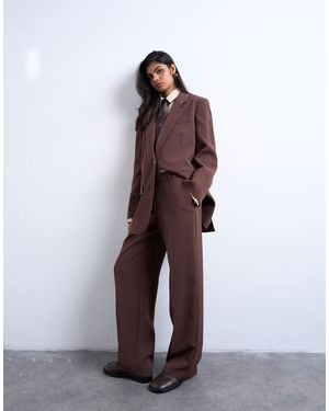 TOPSHOP Mid Rise Clean Straight Leg Trousers - Purple