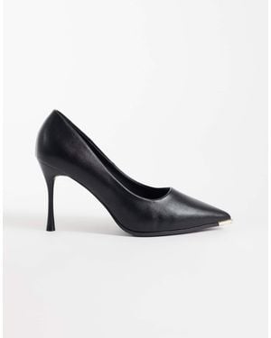 SEQWL Wide Fit Court Heeled Shoes With Detail - Blue
