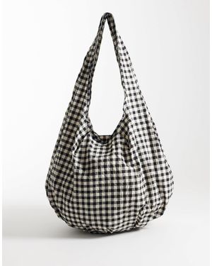 ARKET – verstaubare shopper-tragetasche aus reiner baumwolle mit vichy-karos - Schwarz