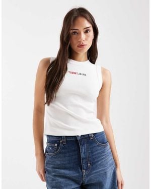 Tommy Hilfiger Essential Logo Rib Slim Fit Singlet - White