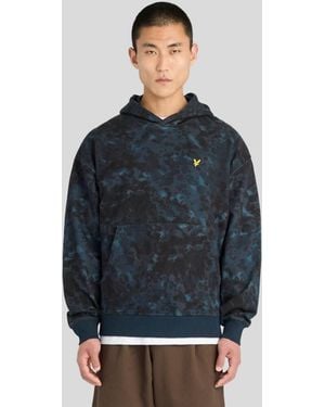 Lyle & Scott Mid Layers Digital Animal Print Pullover Hoodie - Blue
