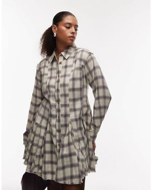 ASOS Asos Design Curve Mini Shirt Dress With Nipped - Natural