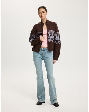 Cotton On Intarsia Knit Bomber - White