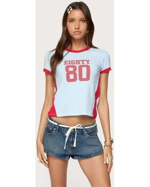 Edikted Eighty Polka Dot Contrast T Shirt - White