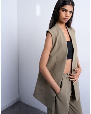 TOPSHOP Throw-on Sleeveless Blazer - Gray