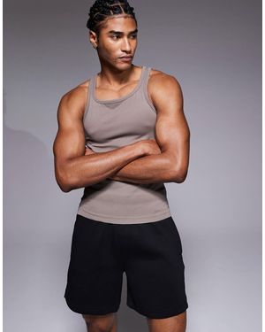 4505 – nahtloses, geripptes slim fit sport-trägertop - Grau