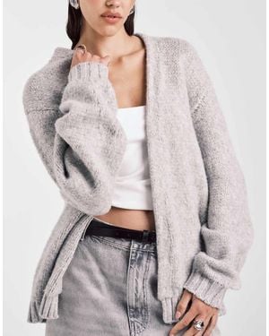 ASOS Chunky Oversized Edge To Edge Cardigan - Grey