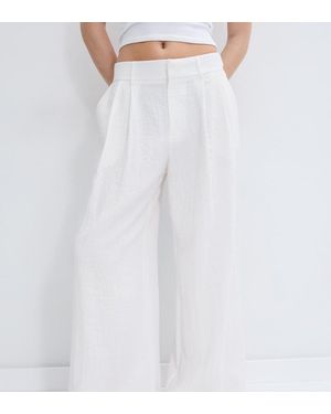 Stradivarius Tall Adjustable Wide-leg Trousers - White