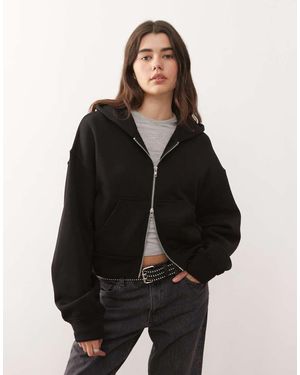 Weekday Oversized Hoodie Met Ritssluiting En Rechte Pasvorm - Zwart