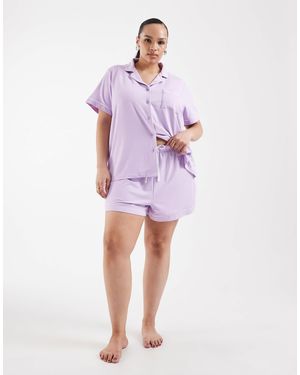 Loungeable Curve - ensemble avec short et top en jersey ultra doux avec revers - lilas - Violet
