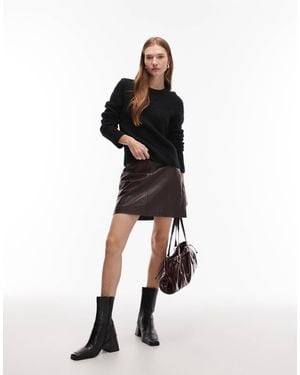 AllSaints Renai - mini-jupe en cuir - bordeaux - Noir
