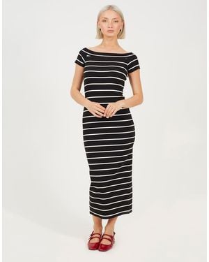 Brave Soul Cotton Jersey Scoop Neck Midi Dress - Black