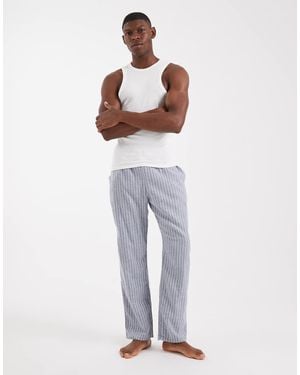New Look Pantalones De Pijama Azules A Rayas De - Blanco