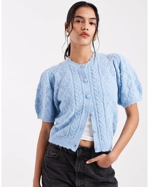 Levi's – kurzärmlige pointelle-strickjacke - Blau