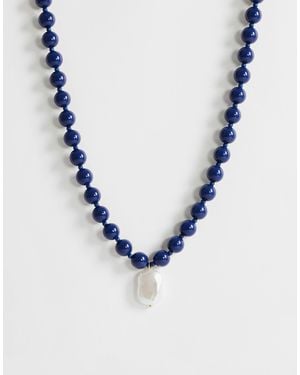 TOPSHOP – marais – perlenkette mit perlenanhänger - Blau