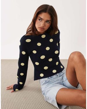 ASOS Fine Knit Slash Neck Jumper - Multicolour